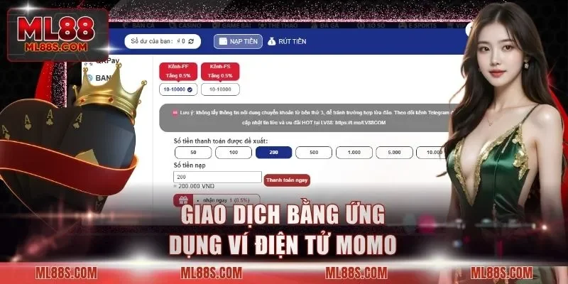 Giao dịch bằng ứng dụng ví điện tử Momo